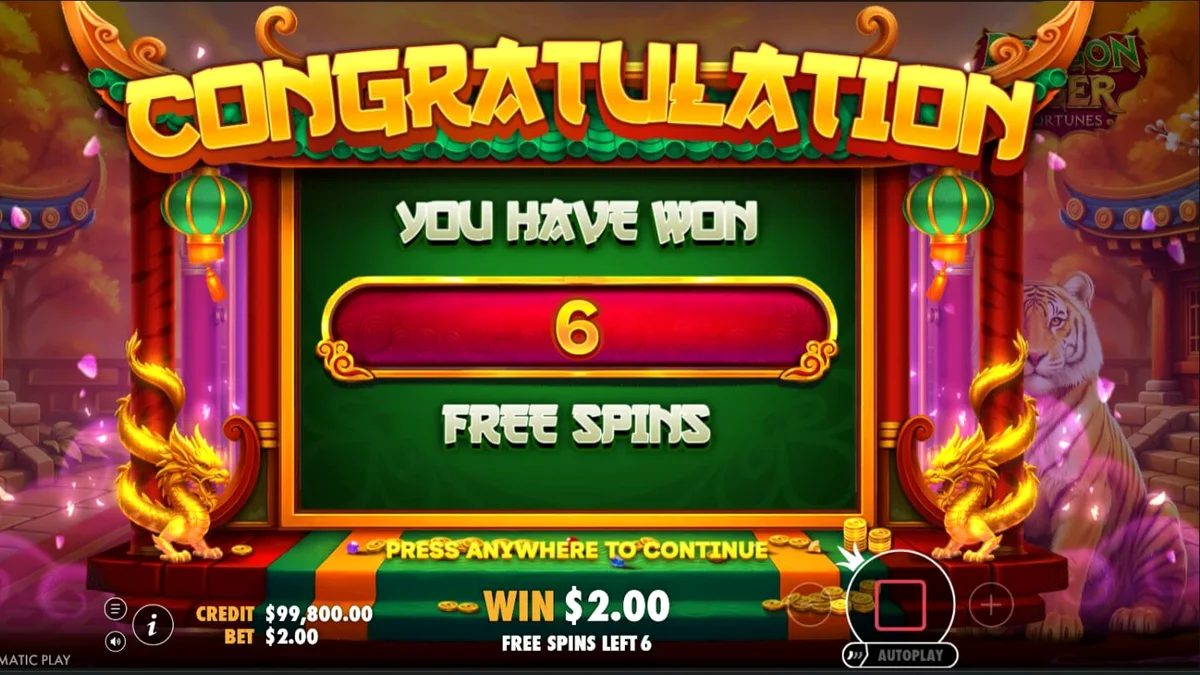 Visual vibrante e dourado do slot Dragon Tiger Fortunes com dragões e tigres